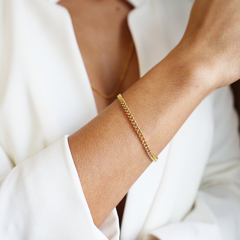 Pulsera de hombre en oro 19kl con malla Barbela (21cm) - Gold Store Premium