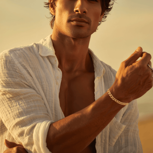 Pulseira de Homem em Ouro 19kl com Malha Barbela Aberta (20m) - Loja do Ouro