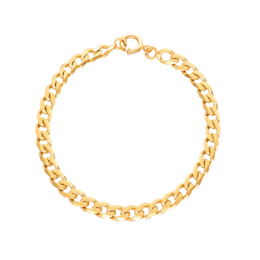 Pulseira de Homem em Ouro 19kl com Malha Barbela Batida (17.5cm) - Loja do Ouro