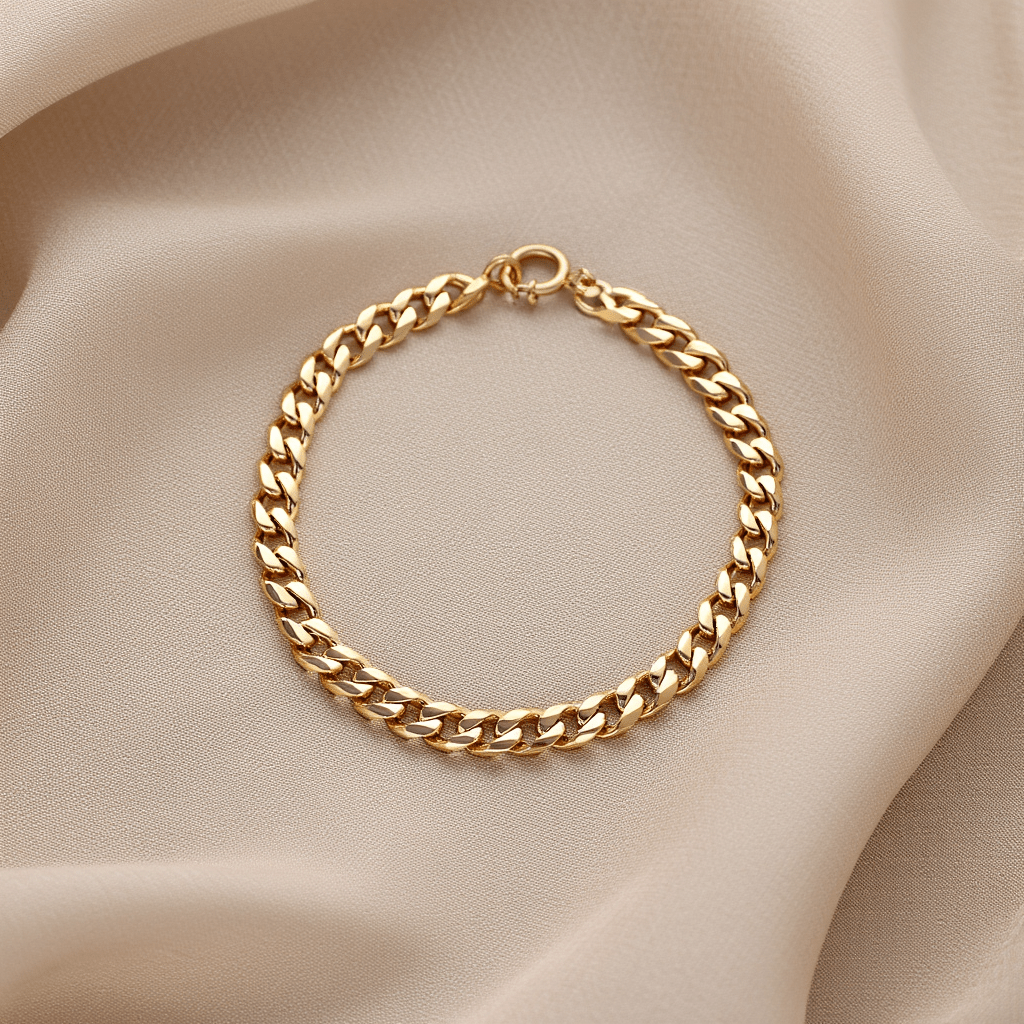 Pulsera de hombre en oro 19kl con malla Barbela batida (17