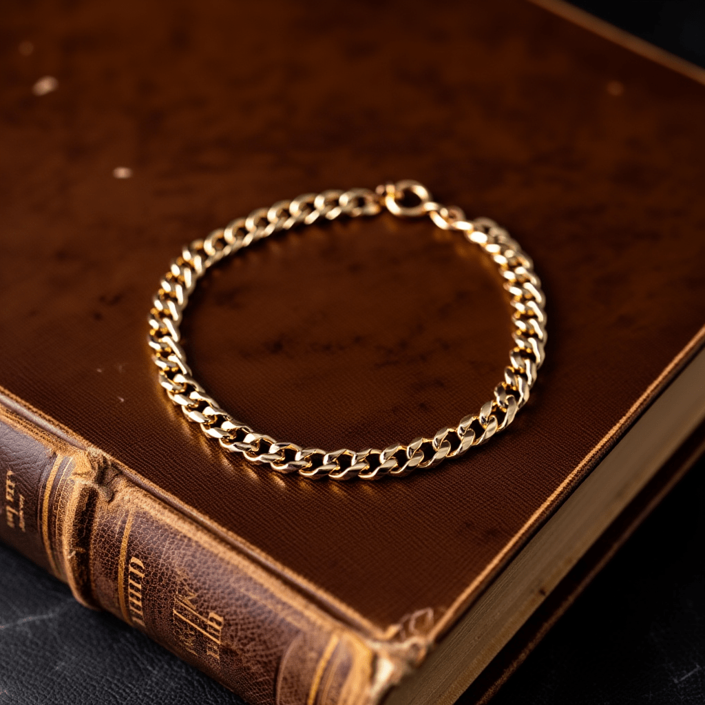 Pulsera de hombre en oro 19kl con malla Barbela batida (17