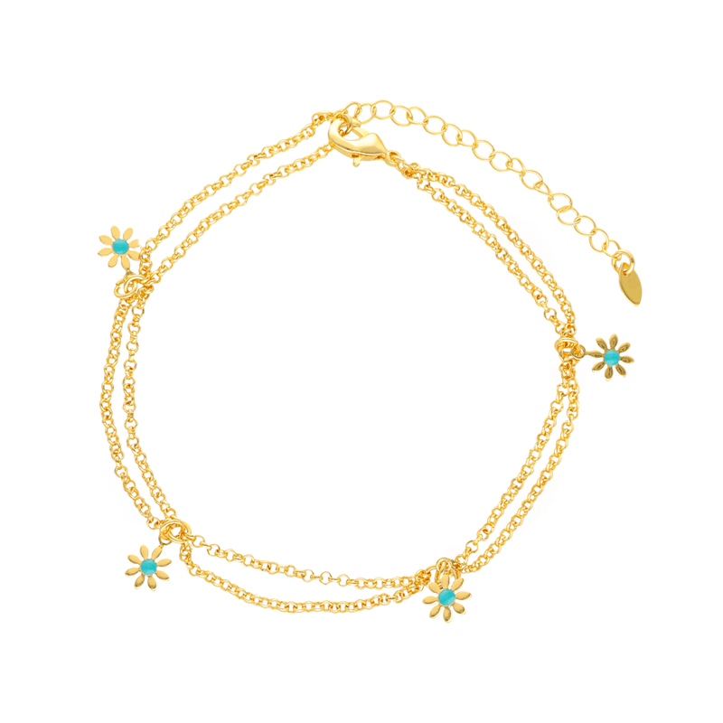 Pulseira de Pé Flower Power em Aço Inoxidável - Loja do Ouro