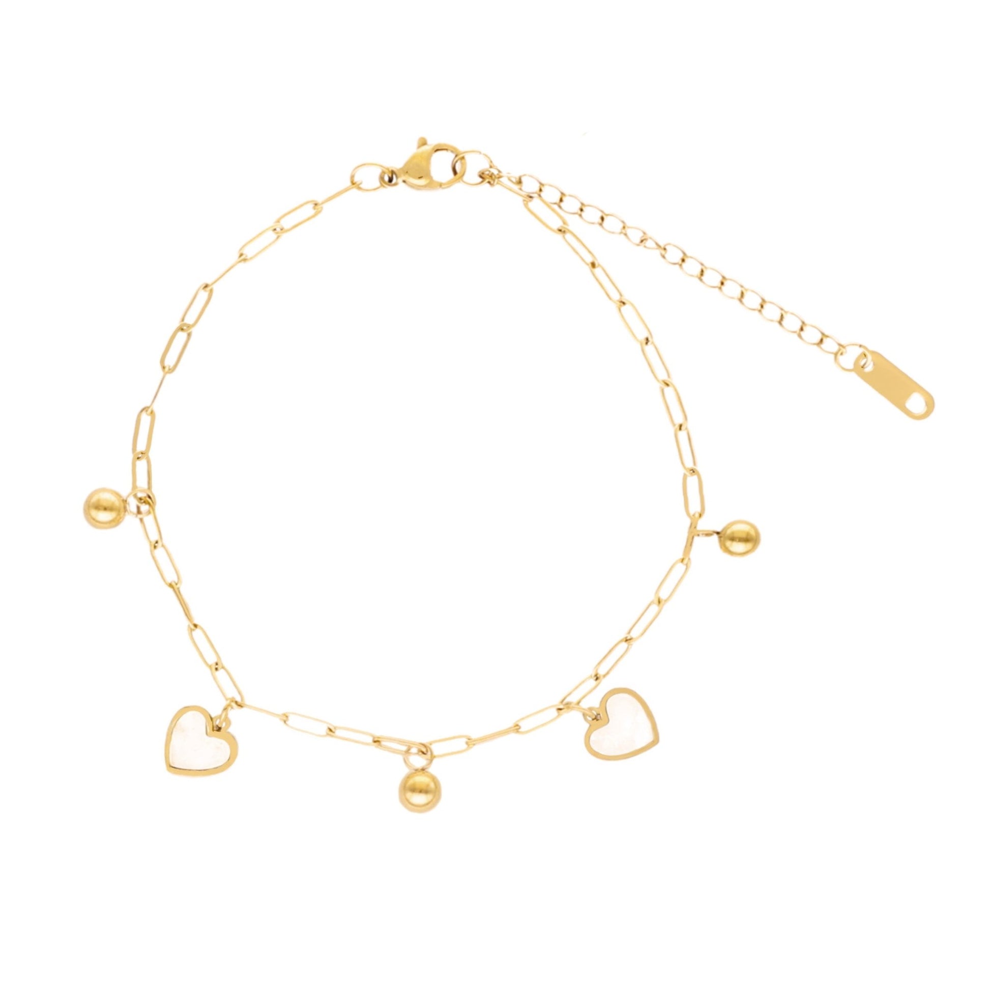 Pulseira de Pé Heart em Aço Dourado Inoxidável - Loja do Ouro