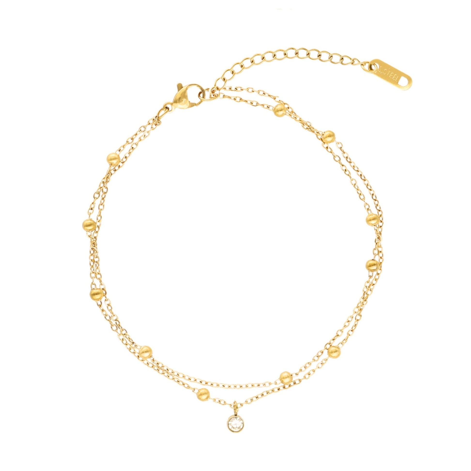 Pulseira de Pé Ponto de Luz em Aço Dourado Inoxidável - Loja do Ouro