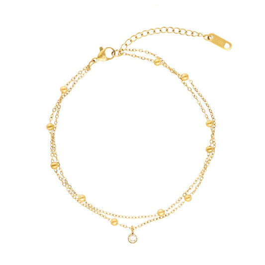 Pulseira de Pé Ponto de Luz em Aço Dourado Inoxidável - Loja do Ouro