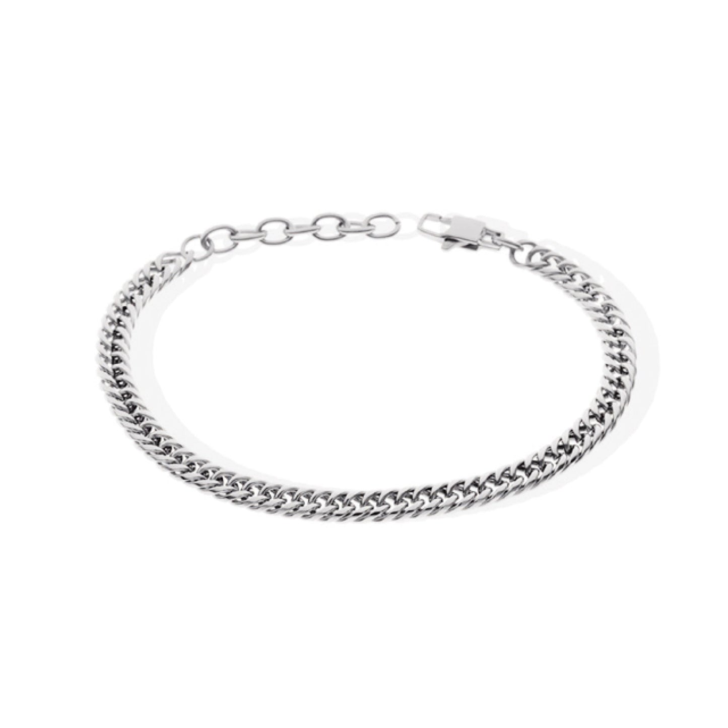 Pulseira Elos Duplos em Aço (16.5cm) - Loja do Ouro