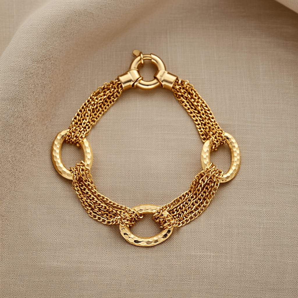 Pulseira Elos Portugueses em Ouro 19kl com Elos Martelados (19cm) - Loja do Ouro