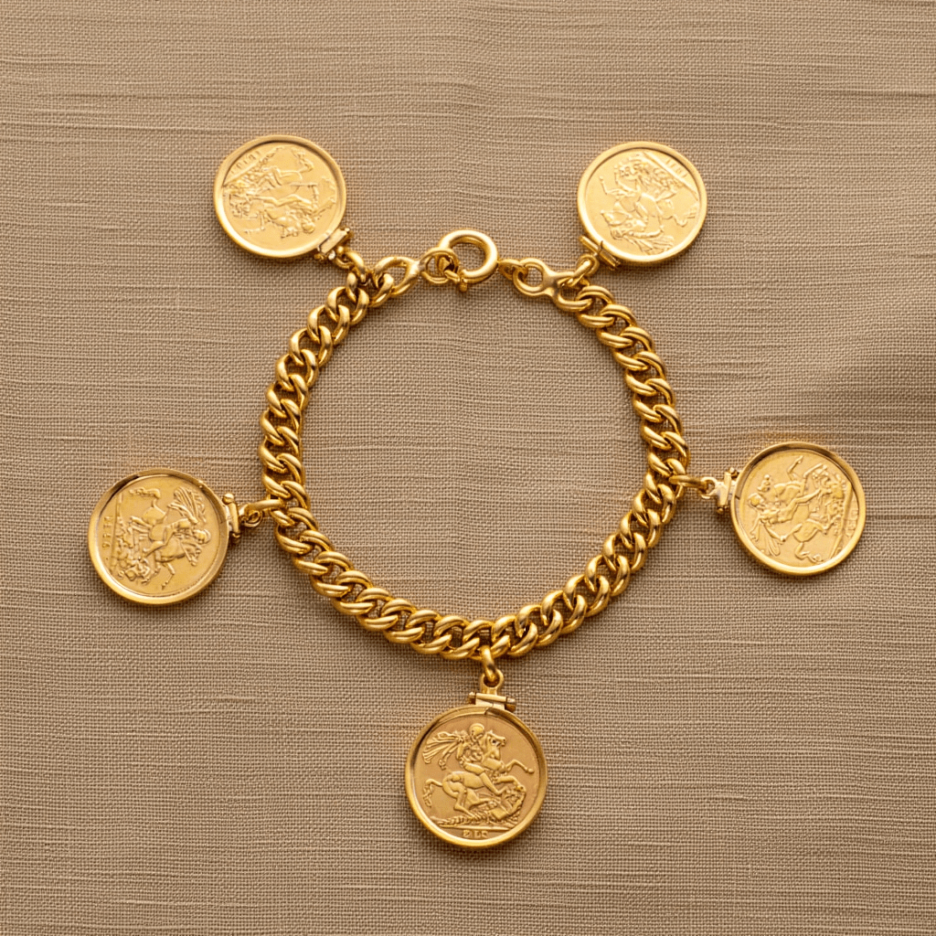 Pulseira em Ouro 19kl com 5 Libras em Ouro de 22kl (18cm) - Loja do Ouro