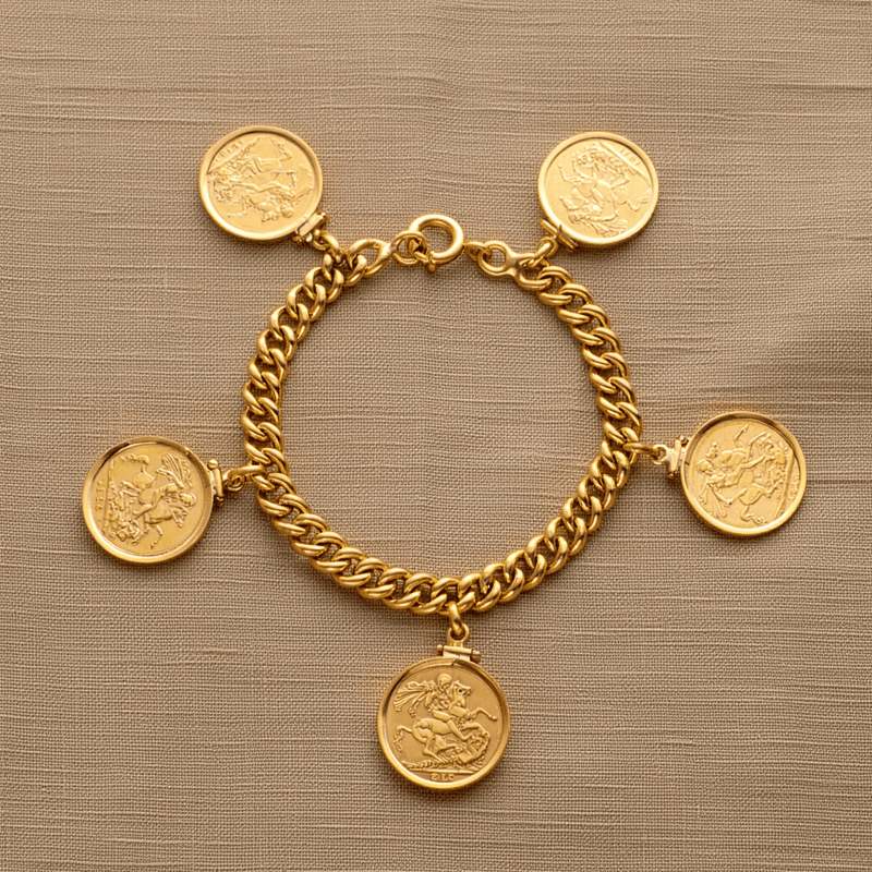 Pulseira em Ouro 19kl com 5 Libras em Ouro de 22kl (18cm) - Loja do Ouro