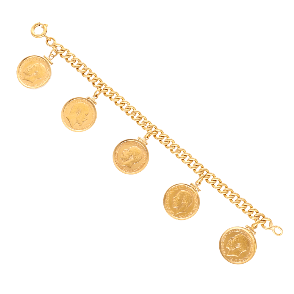 Pulseira em Ouro 19kl com 5 Libras em Ouro de 22kl (18cm) - Loja do Ouro