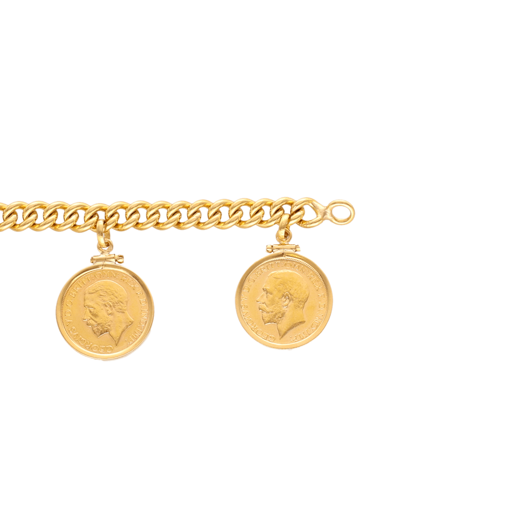 Pulseira em Ouro 19kl com 5 Libras em Ouro de 22kl (18cm) - Loja do Ouro