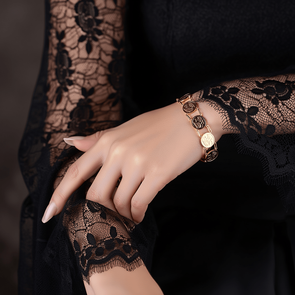 Pulsera de oro de 19 kl con 6 libras en oro de 22 kl (19 cm) - Gold Store Premium