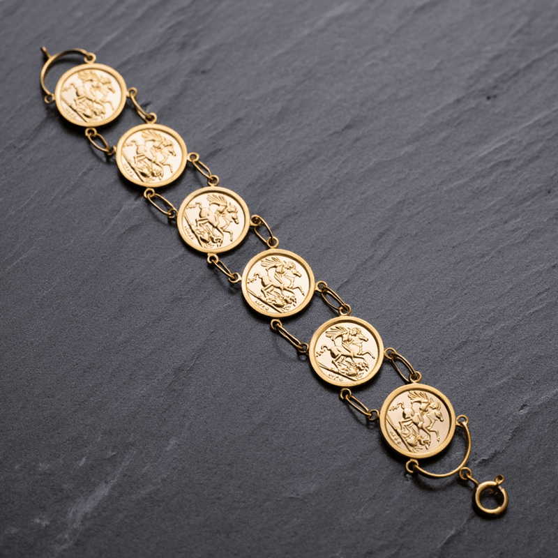 Pulseira em Ouro 19kl com 6 Libras em Ouro de 22kl (19cm) - Loja do Ouro