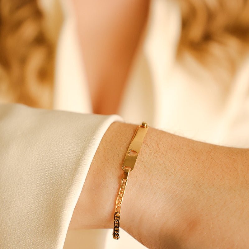 Pulseira em Ouro 19kl com Chapa para Gravação (13cm) - Loja do Ouro