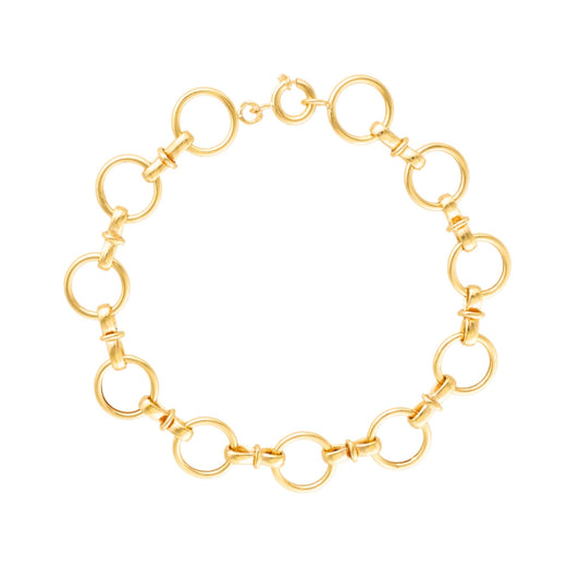 Pulseira em Ouro 19kl com Circulos e Traves (18cm) - Loja do Ouro