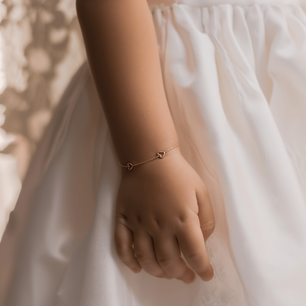 Pulseira em Ouro 19kl com Corações (15.3cm) - Loja do Ouro