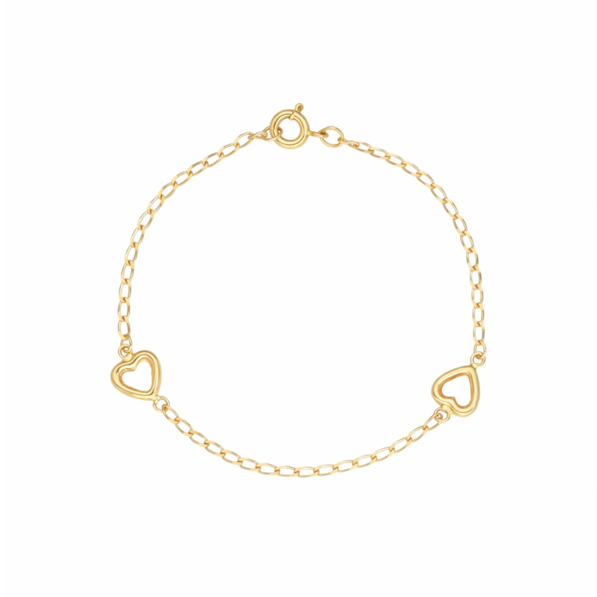 Pulseira em Ouro 19kl com Corações (15.3cm) - Loja do Ouro