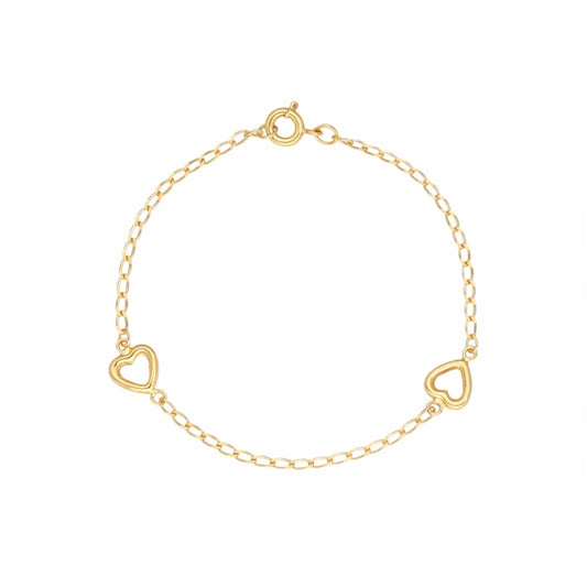 Pulseira em Ouro 19kl com Corações (15.3cm) - Loja do Ouro