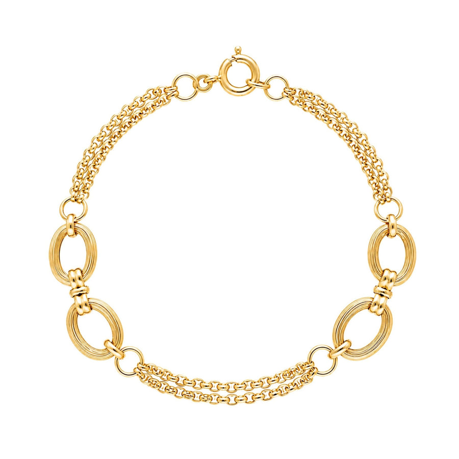 Pulseira em Ouro 19kl com Dupla Fiada de Elos Portugueses (18.5cm) - Loja do Ouro