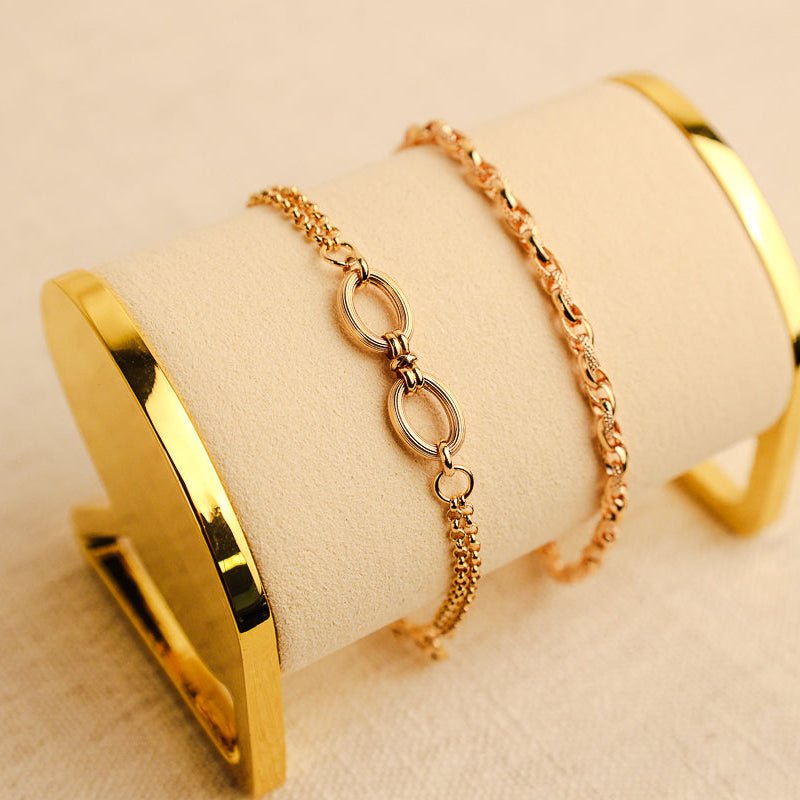 Pulseira em Ouro 19kl com Dupla Fiada de Elos Portugueses (18.5cm) - Loja do Ouro
