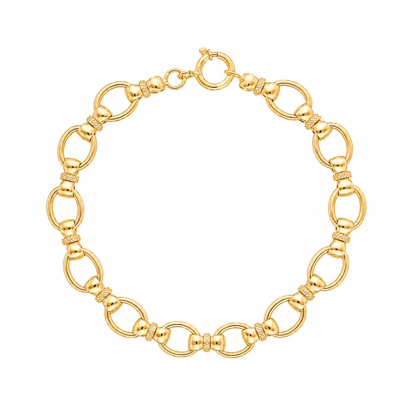 Pulseira em Ouro 19kl com Elos Ovais e Trave Laço (19.3cm) - Loja do Ouro