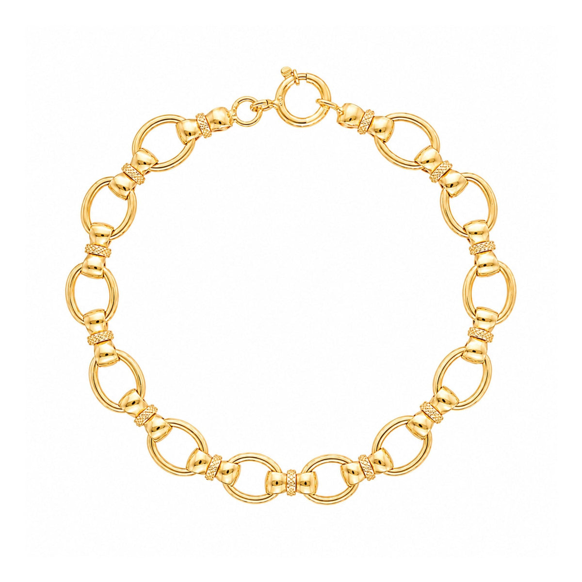 Pulseira em Ouro 19kl com Elos Ovais e Trave Laço (19.3cm) - Loja do Ouro