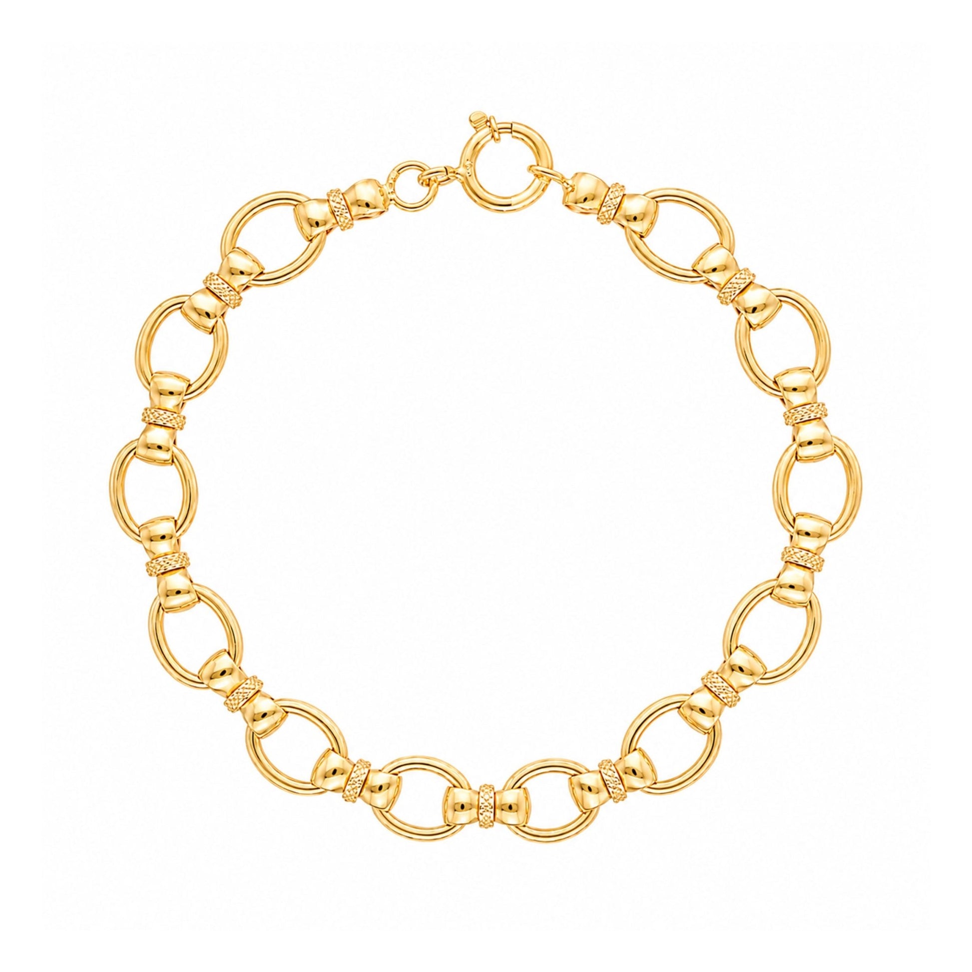 Pulseira em Ouro 19kl com Elos Ovais e Trave Laço (19.3cm) - Loja do Ouro
