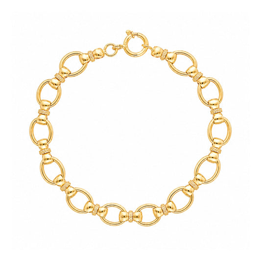 Pulseira em Ouro 19kl com Elos Ovais e Trave Laço (19.3cm) - Loja do Ouro