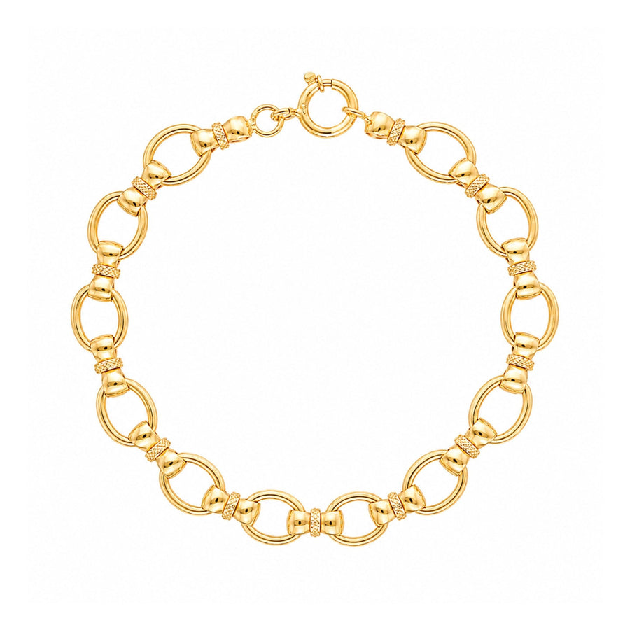 Pulseira em Ouro 19kl com Elos Ovais e Trave Laço (19.3cm) - Loja do Ouro