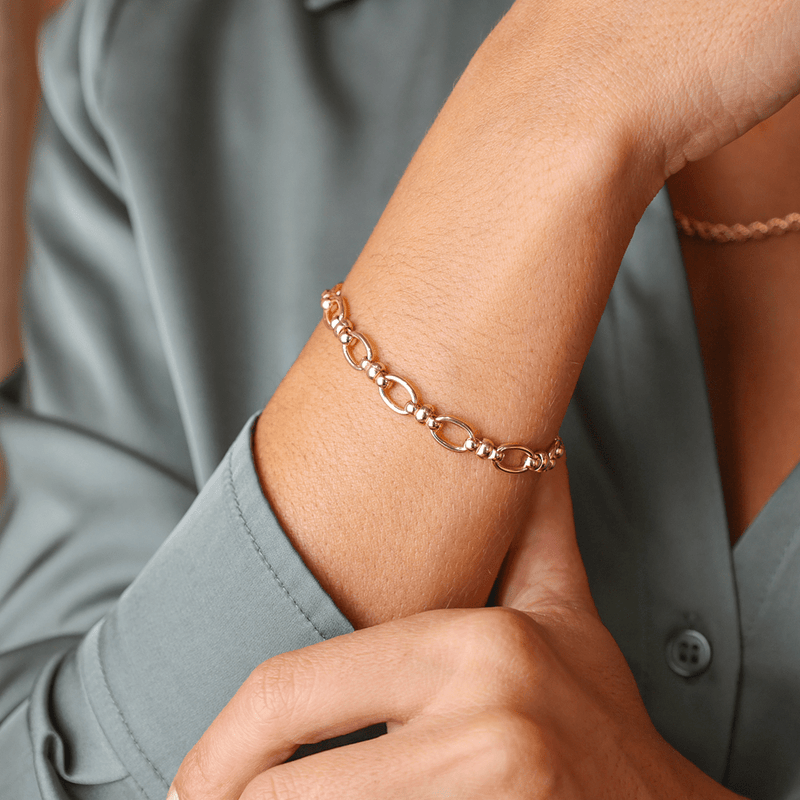 Pulseira em Ouro 19kl com Elos Ovais e Traves (18cm) - Loja do Ouro