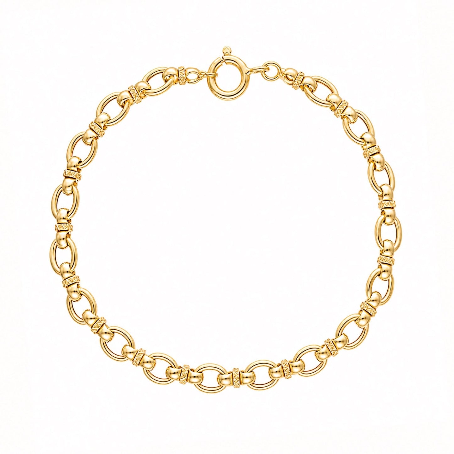 Pulseira em Ouro 19kl com Elos Ovais e União em Laço (18cm) - Loja do Ouro