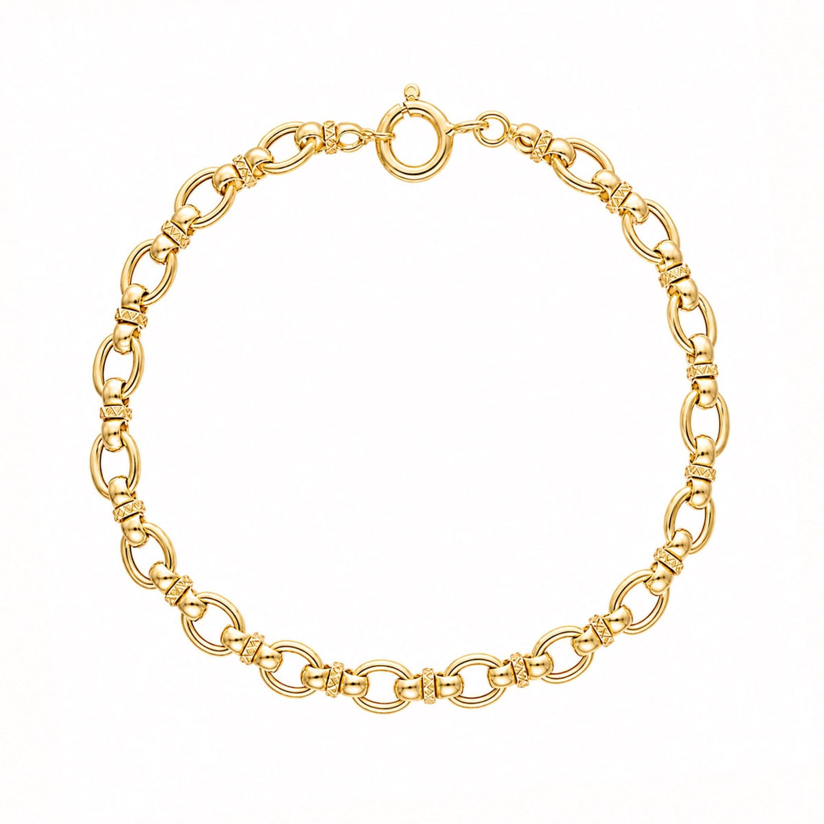 Pulseira em Ouro 19kl com Elos Ovais e União em Laço (18cm) - Loja do Ouro