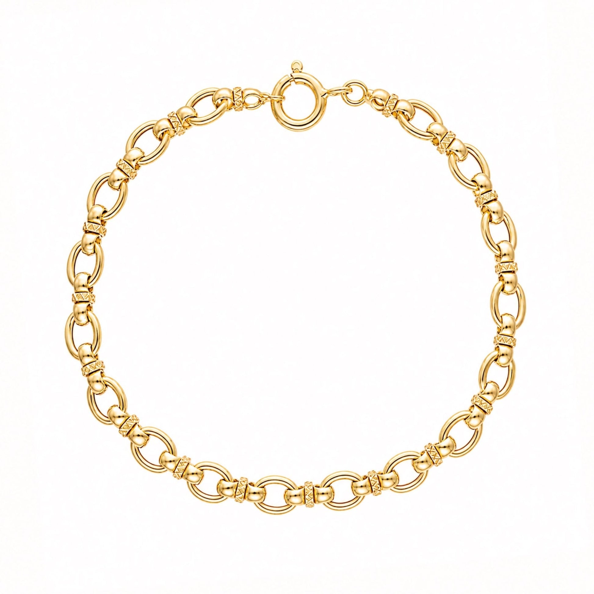 Pulseira em Ouro 19kl com Elos Ovais e União em Laço (18cm) - Loja do Ouro