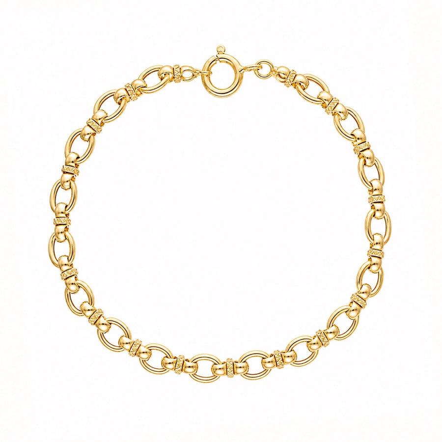 Pulseira em Ouro 19kl com Elos Ovais e União em Laço (18cm) - Loja do Ouro