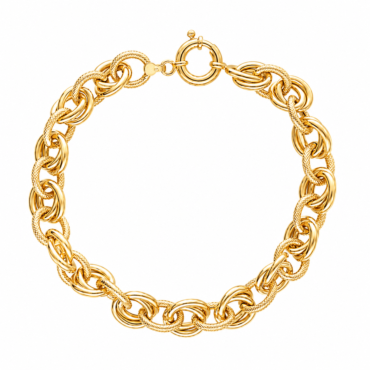 Pulseira em Ouro 19kl com Elos Pontilhados (20.5cm) - Loja do Ouro