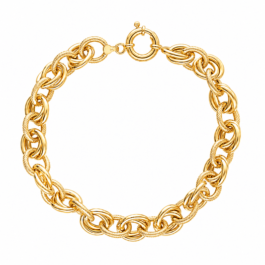 Pulseira em Ouro 19kl com Elos Pontilhados (20.5cm) - Loja do Ouro
