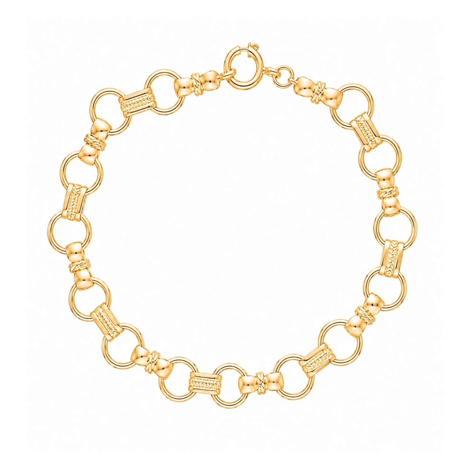 Pulseira em Ouro 19kl com Elos Trabalhados (19.5cm) - Loja do Ouro