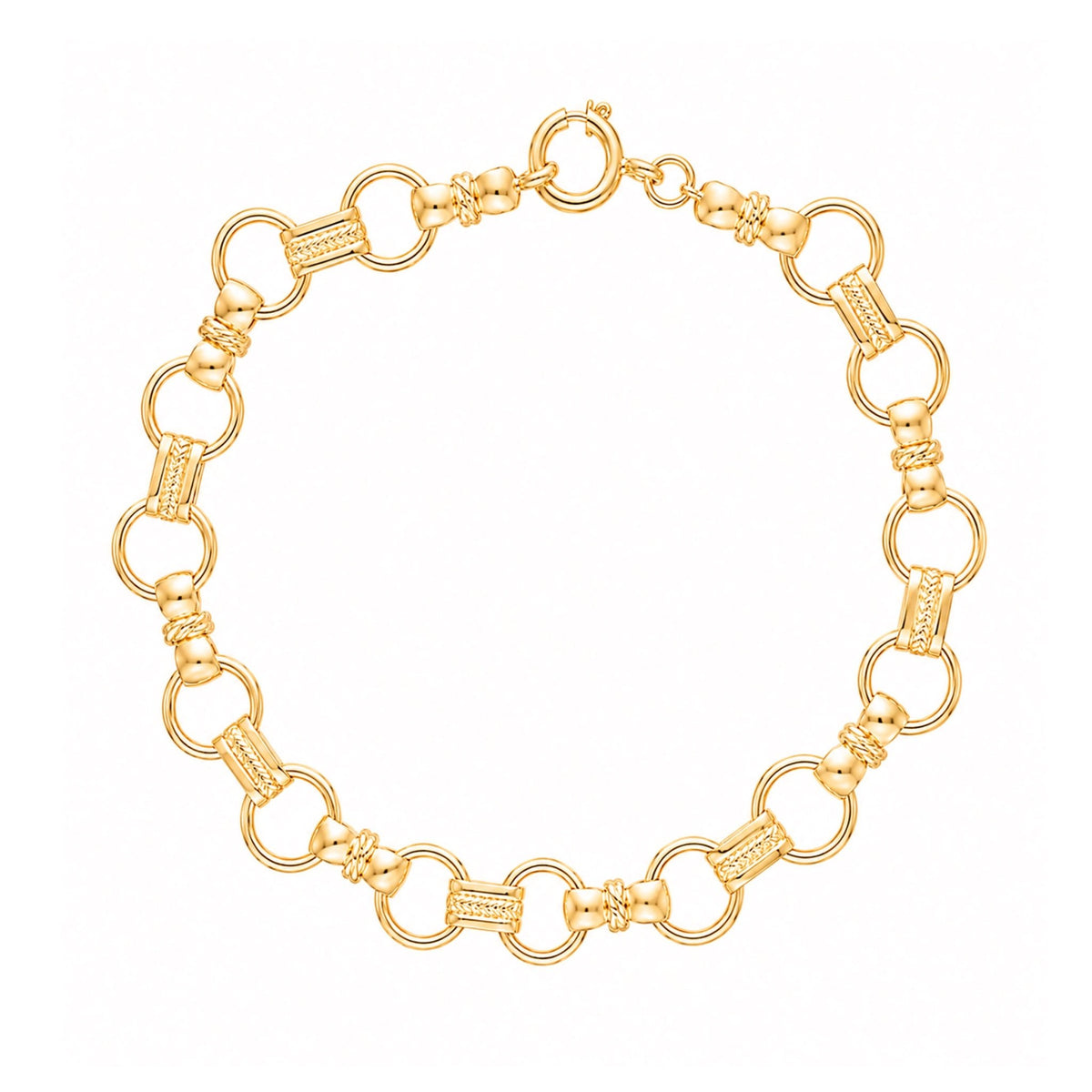 Pulseira em Ouro 19kl com Elos Trabalhados (19.5cm) - Loja do Ouro