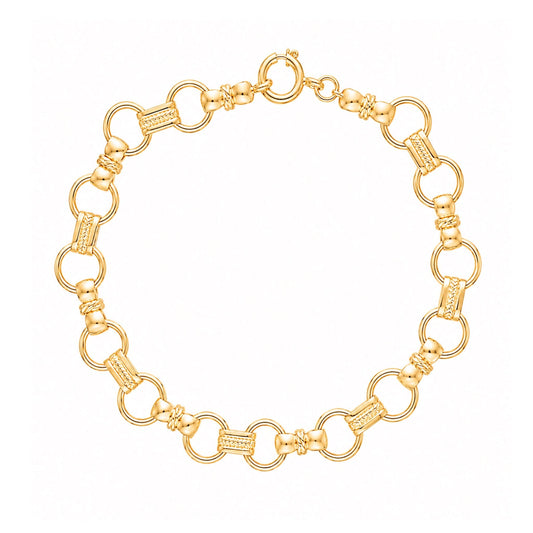 Pulseira em Ouro 19kl com Elos Trabalhados (19.5cm) - Loja do Ouro
