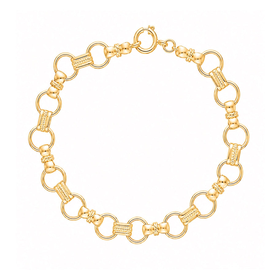 Pulseira em Ouro 19kl com Elos Trabalhados (19.5cm) - Loja do Ouro