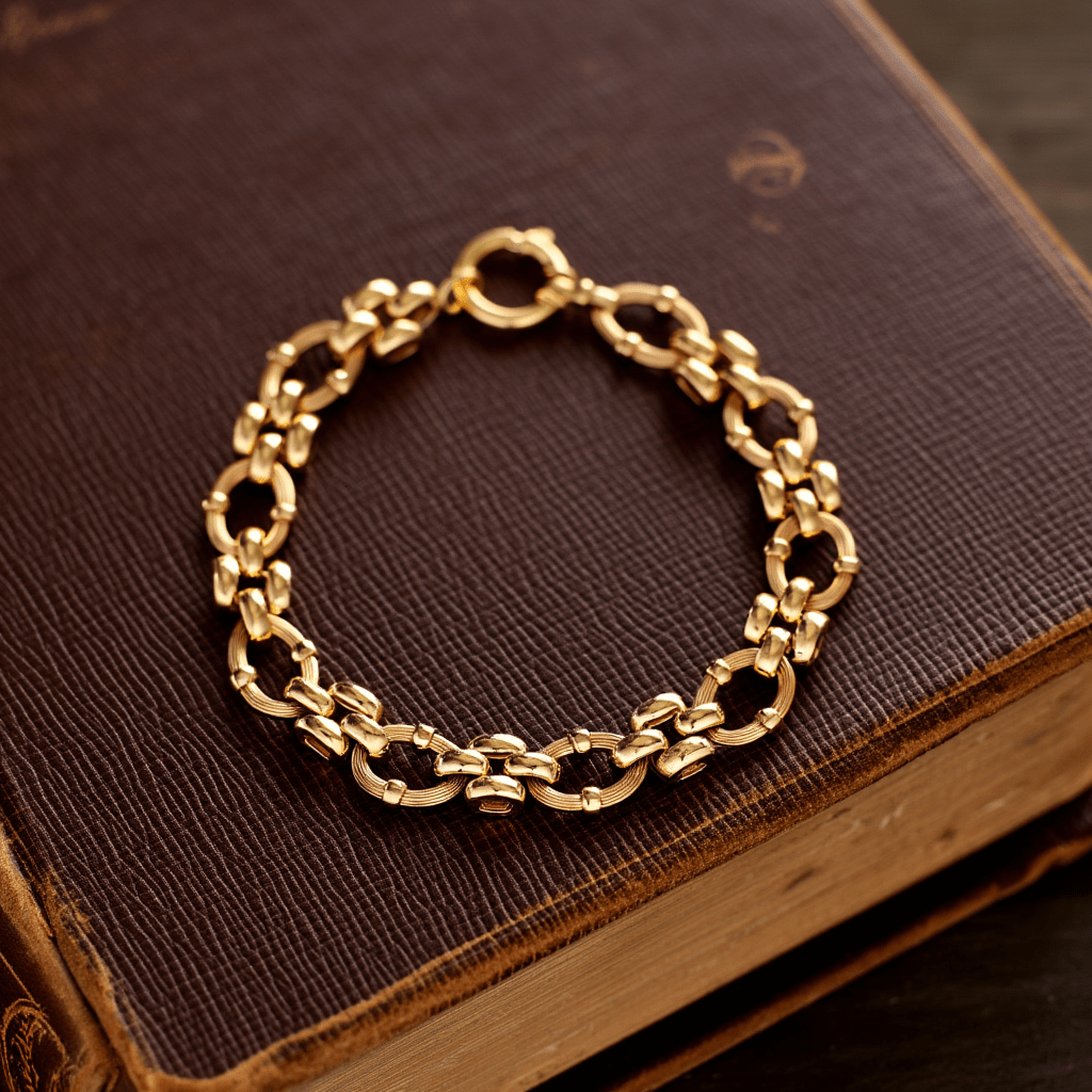 Pulsera de oro de 19 kl con eslabones trabajados (19 cm) - Gold Store Premium
