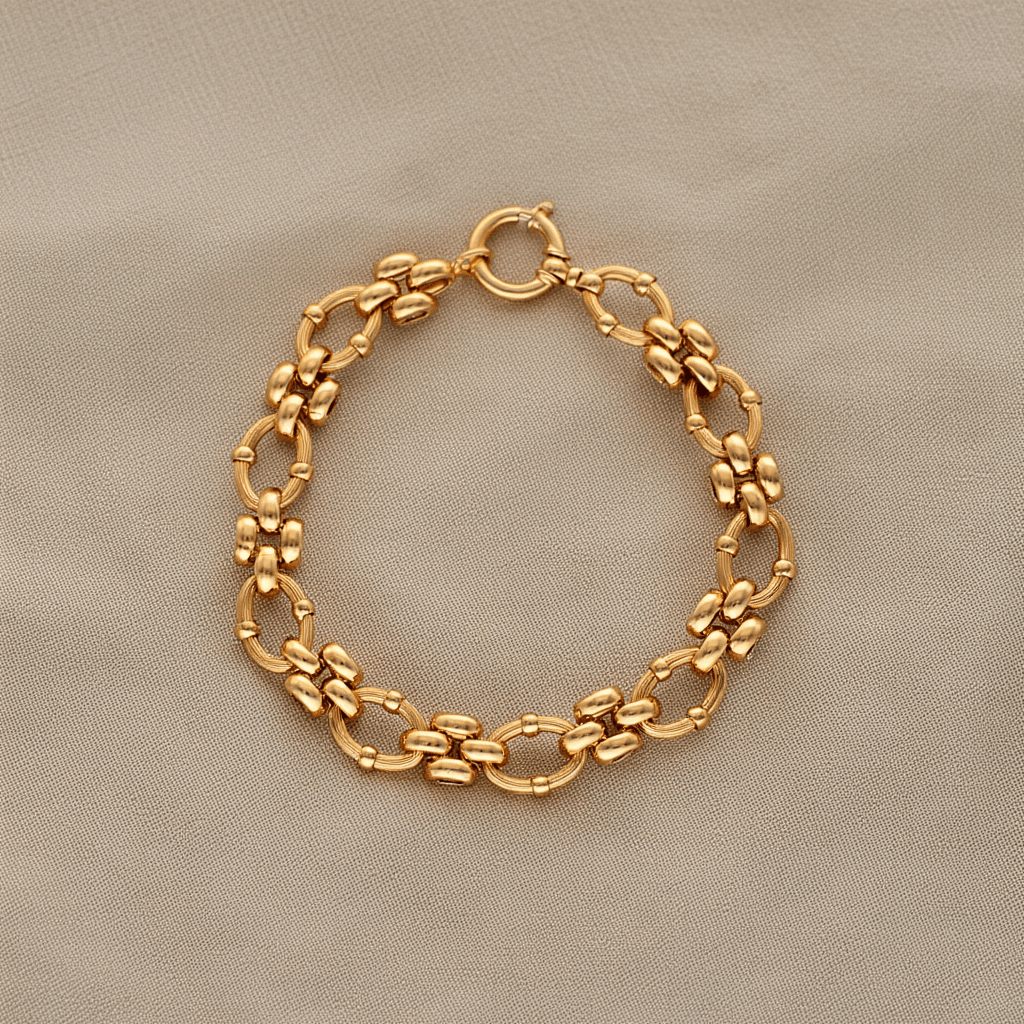 Pulsera de oro de 19 kl con eslabones trabajados (19 cm) - Gold Store Premium