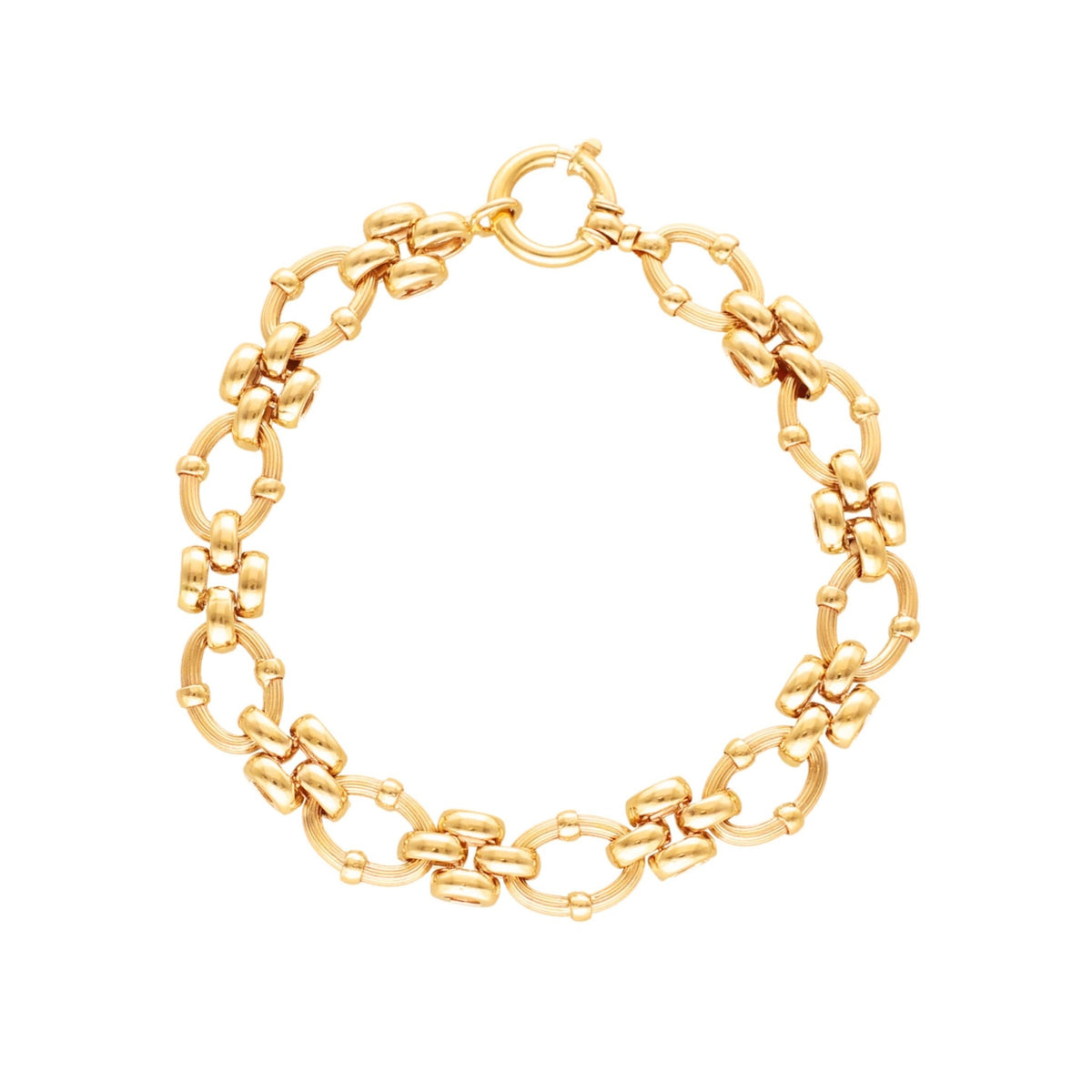 Pulsera de oro de 19 kl con eslabones trabajados (19 cm) - Gold Store Premium