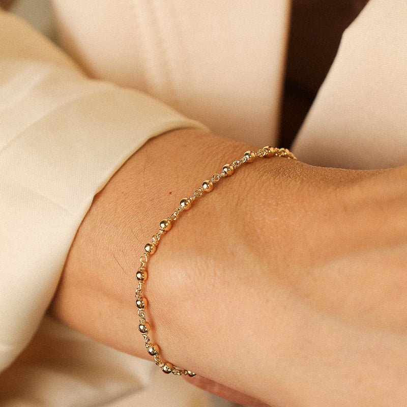 Pulseira em Ouro 19kl com Esferas (19.5cm) - Loja do Ouro
