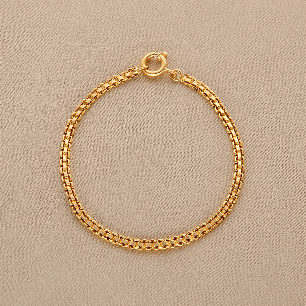 Pulseira em Ouro 19kl com Malha Batida (16cm) - Loja do Ouro