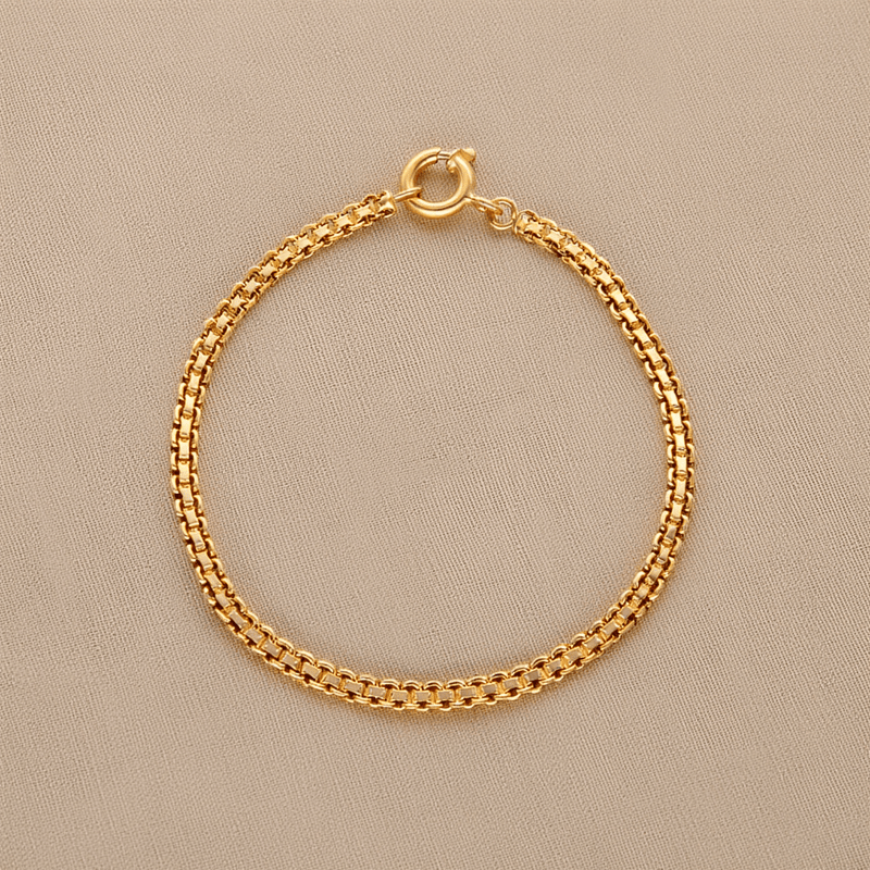 Pulseira em Ouro 19kl com Malha Batida (16cm) - Loja do Ouro