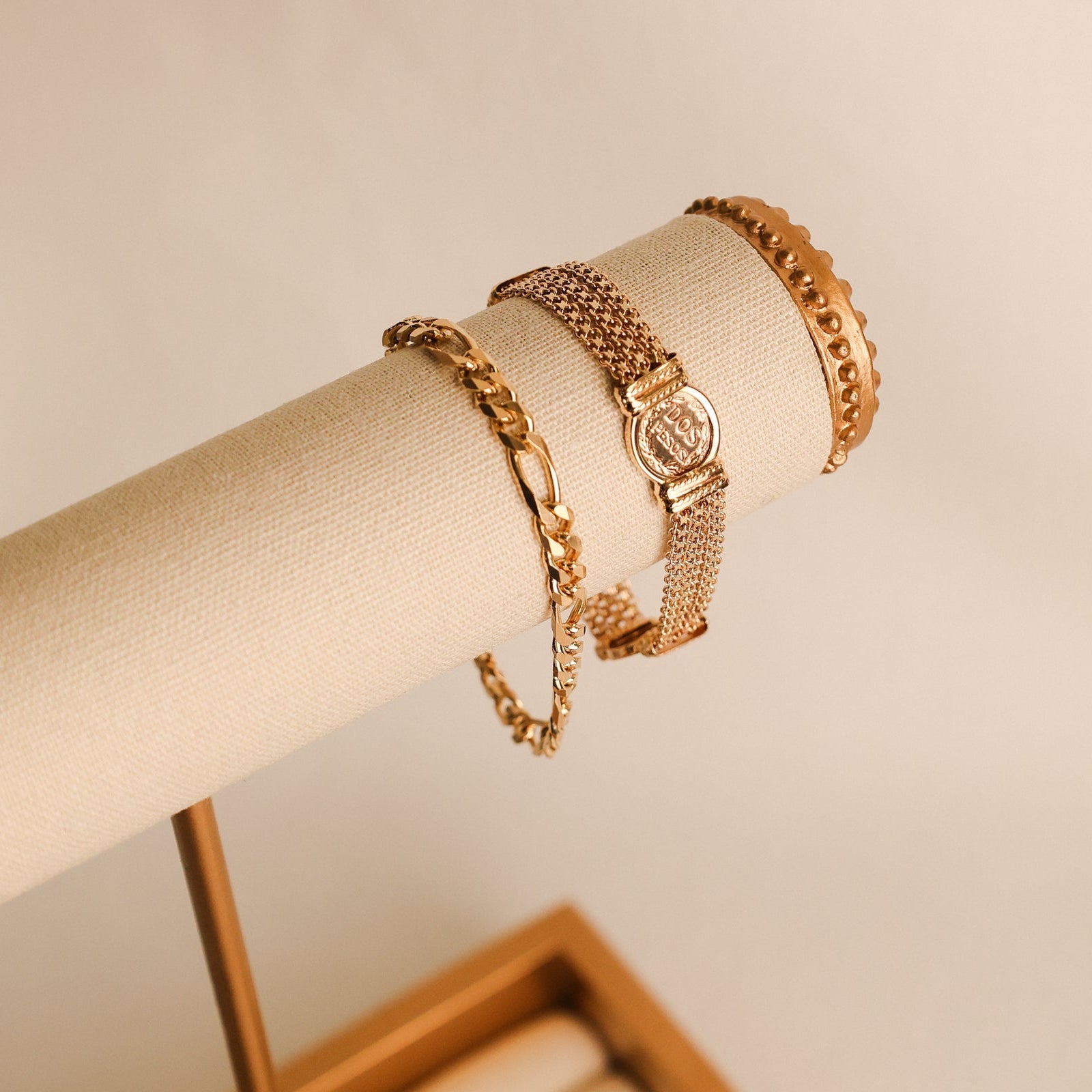 Pulseira em Ouro 19kl com Moedas de 2 Pesos Mexicanos (15.5cm) - Loja do Ouro