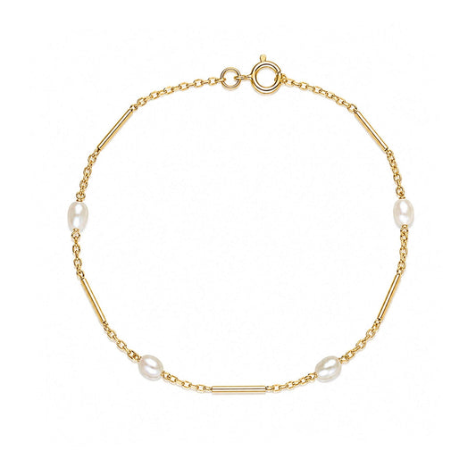 Pulseira em Ouro 19kl com Pérolas (18.5cm) - Loja do Ouro