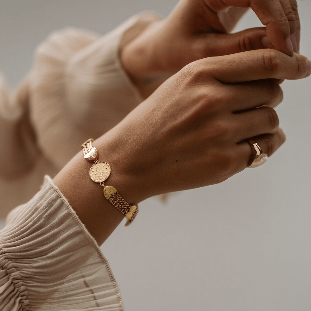Pulsera de oro de 19kl con moneda réplica (19cm) - Gold Store Premium
