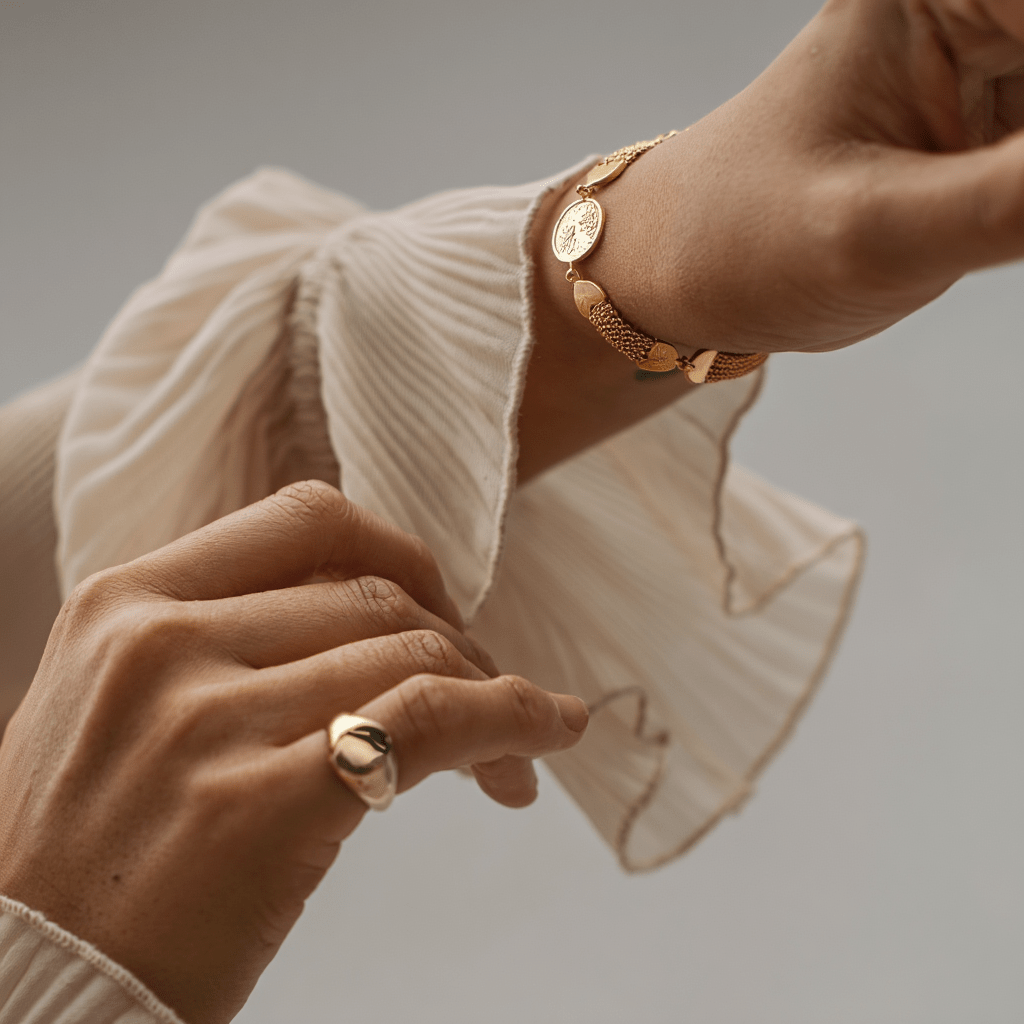 Pulsera de oro de 19kl con moneda réplica (19cm) - Gold Store Premium